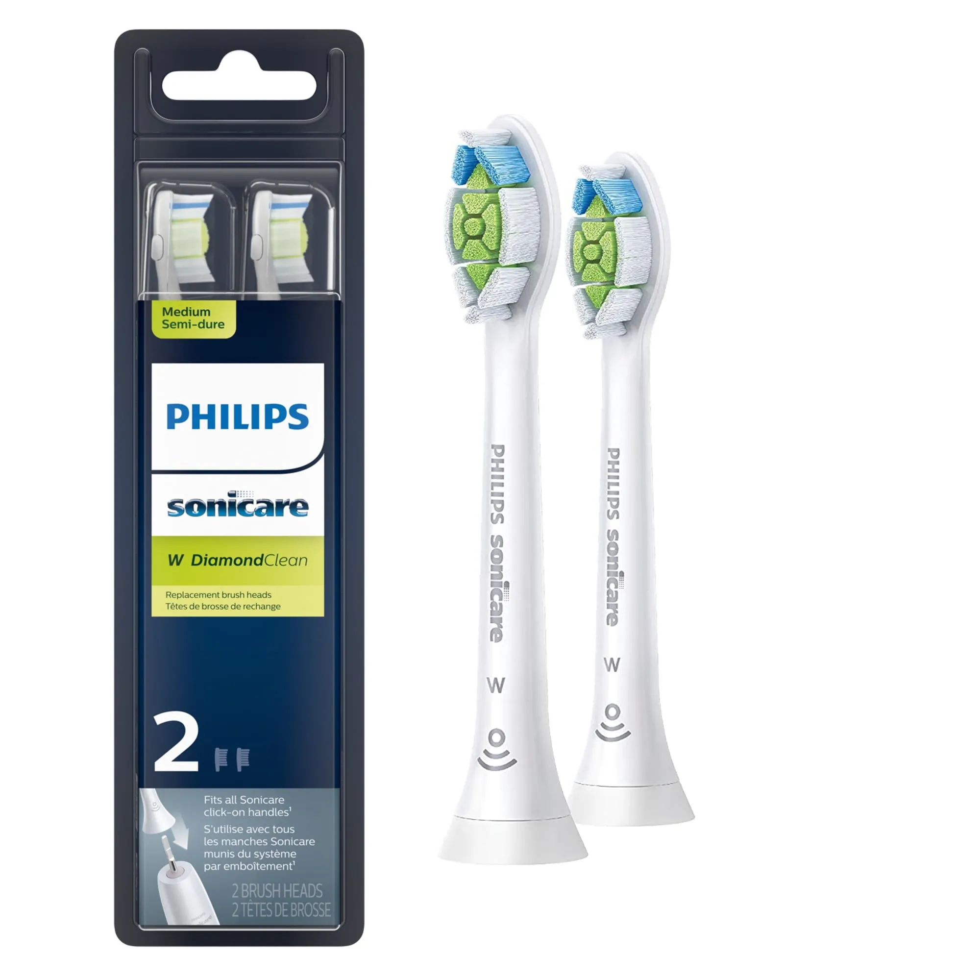 Philips Sonicare Diamondclean Replacement Toothbrush Heads, HX6062/65, Brushsync™ Technology, White 2-pk