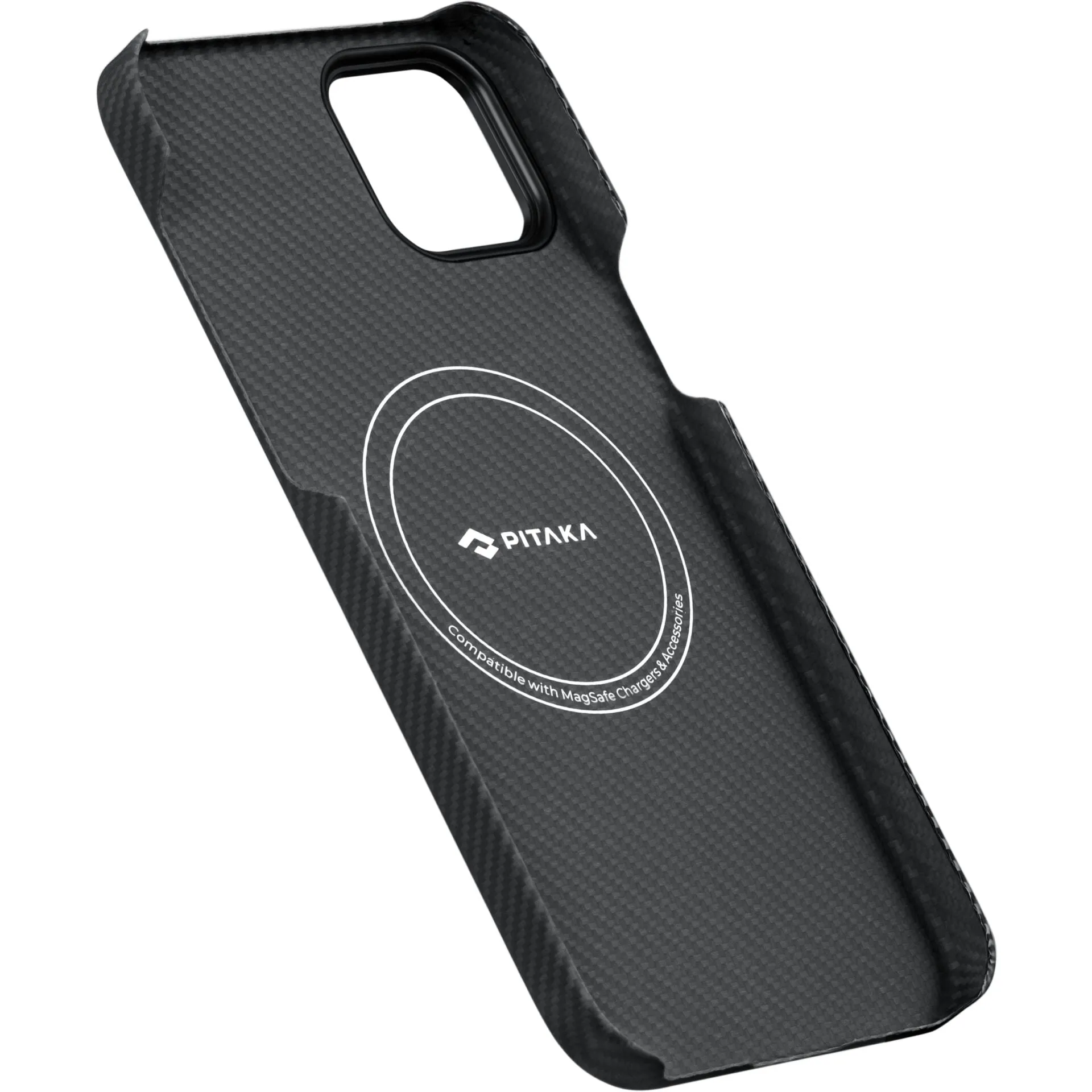 Pitaka - iPhone 15 MagEZ MagSafe Case Aramid Case (KI1501A) - Black / Gray (Carbon)