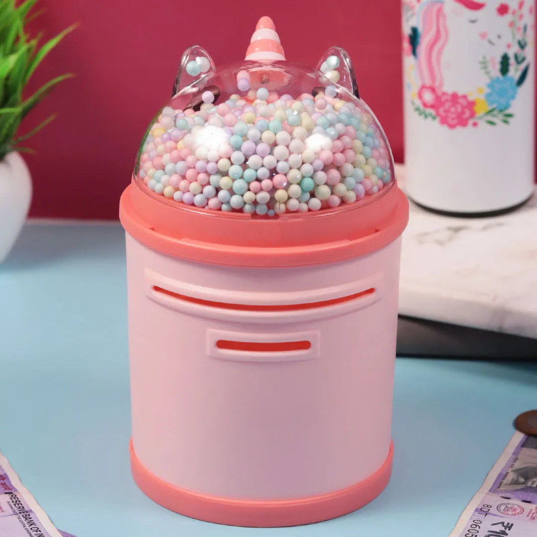 Plastic Piggy Bank -Pink Unicorn Design Gullak for Girls