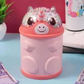 Plastic Piggy Bank -Pink Unicorn Design Gullak for Girls