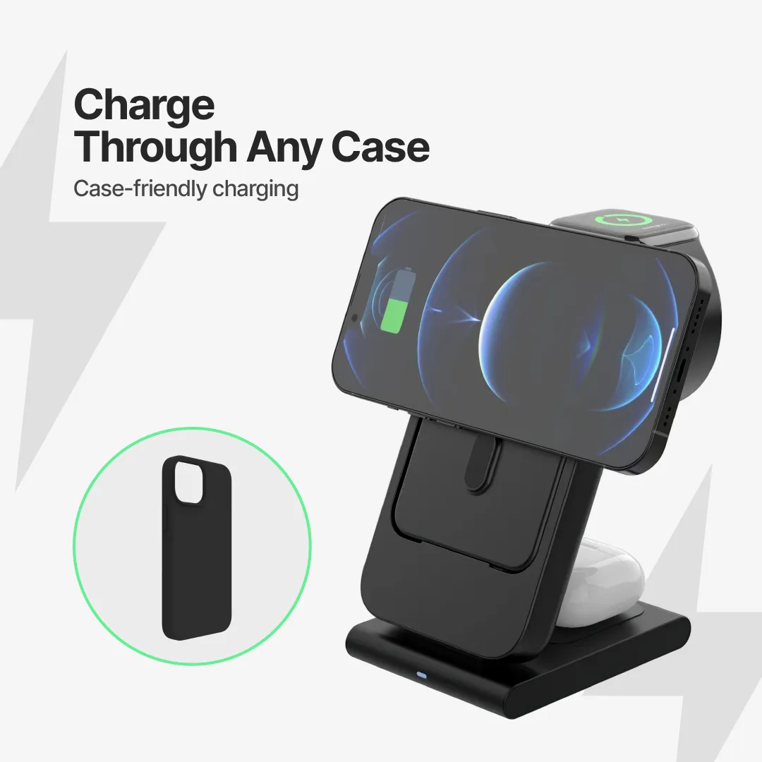 PowerMag 3-in-1 Magnetic Wireless Charger with Stand