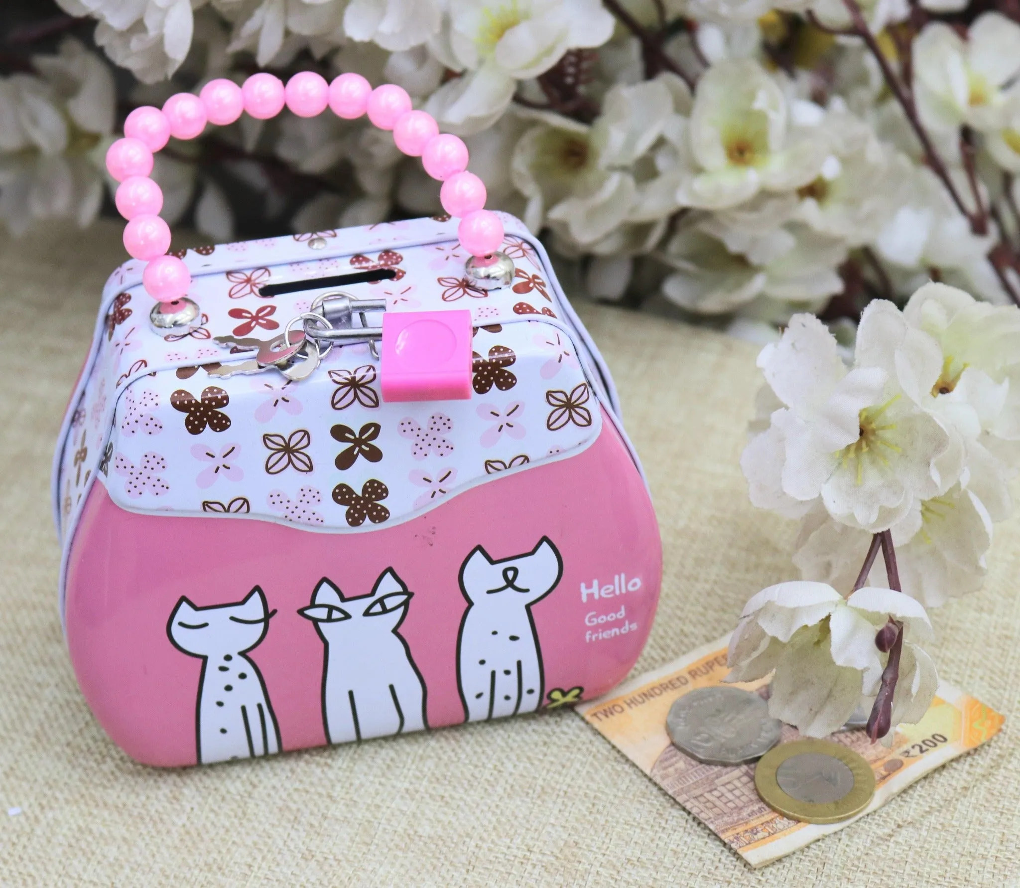 Printed Coin Bank With Lock And Key