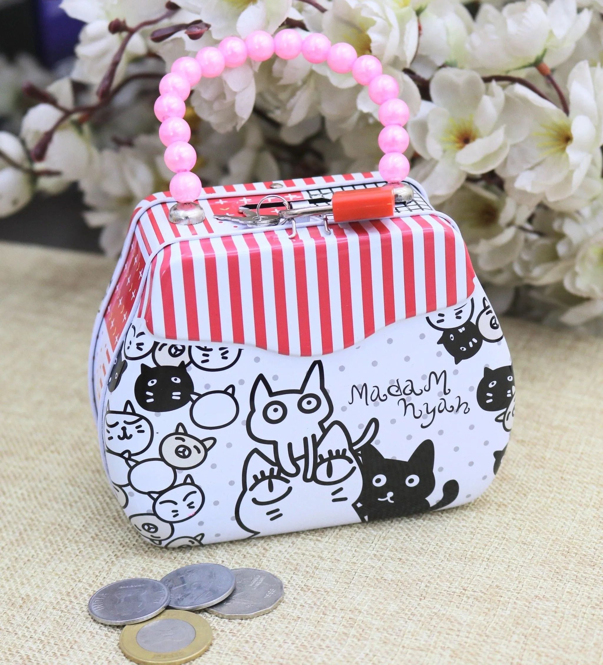 Printed Coin Bank With Lock And Key