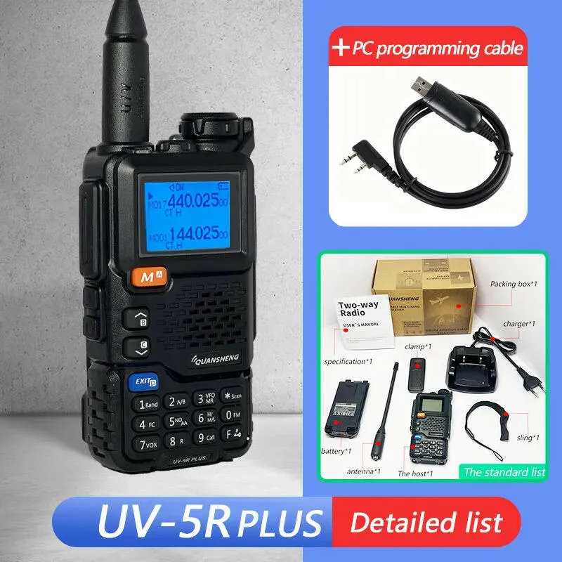 Quansheng UV-5R PLUS Walkie Talkie 5W Air Band Radio  Charge UHF VHF DTMF FM Scrambler NOAA Wireless Frequency Two Way CB Radio