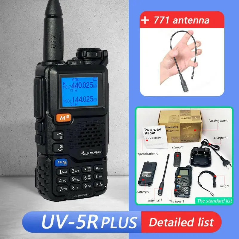 Quansheng UV-5R PLUS Walkie Talkie 5W Air Band Radio  Charge UHF VHF DTMF FM Scrambler NOAA Wireless Frequency Two Way CB Radio