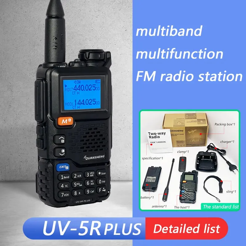 Quansheng UV-5R PLUS Walkie Talkie 5W Air Band Radio  Charge UHF VHF DTMF FM Scrambler NOAA Wireless Frequency Two Way CB Radio