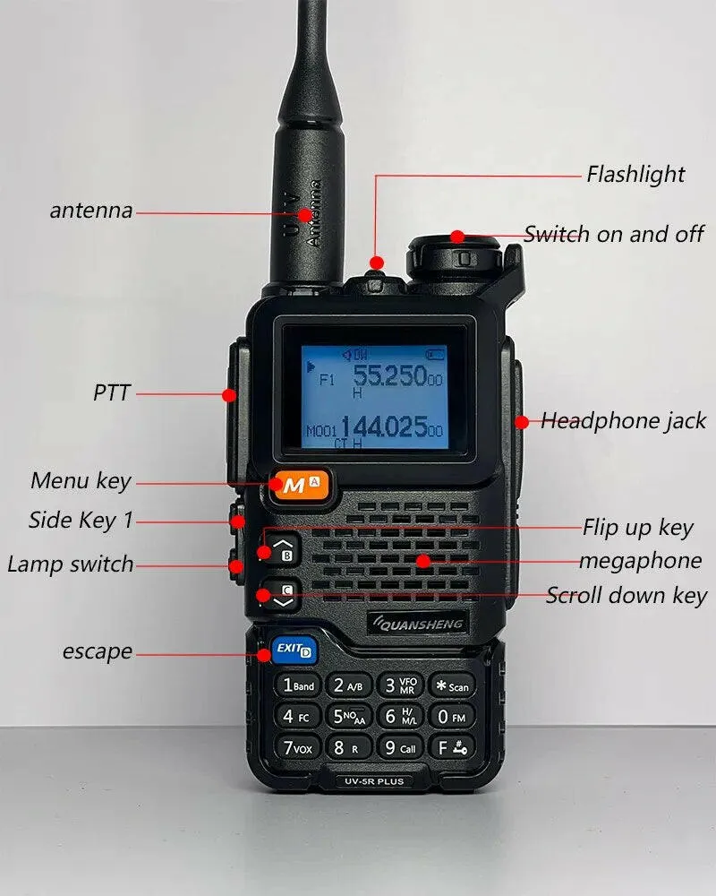 Quansheng UV-5R PLUS Walkie Talkie 5W Air Band Radio  Charge UHF VHF DTMF FM Scrambler NOAA Wireless Frequency Two Way CB Radio