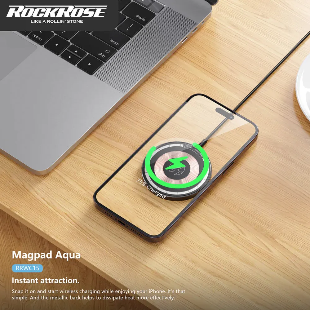 Rockrose 15W MagSafe Magnetic Wireless Charger Magpad Aqua (Black)