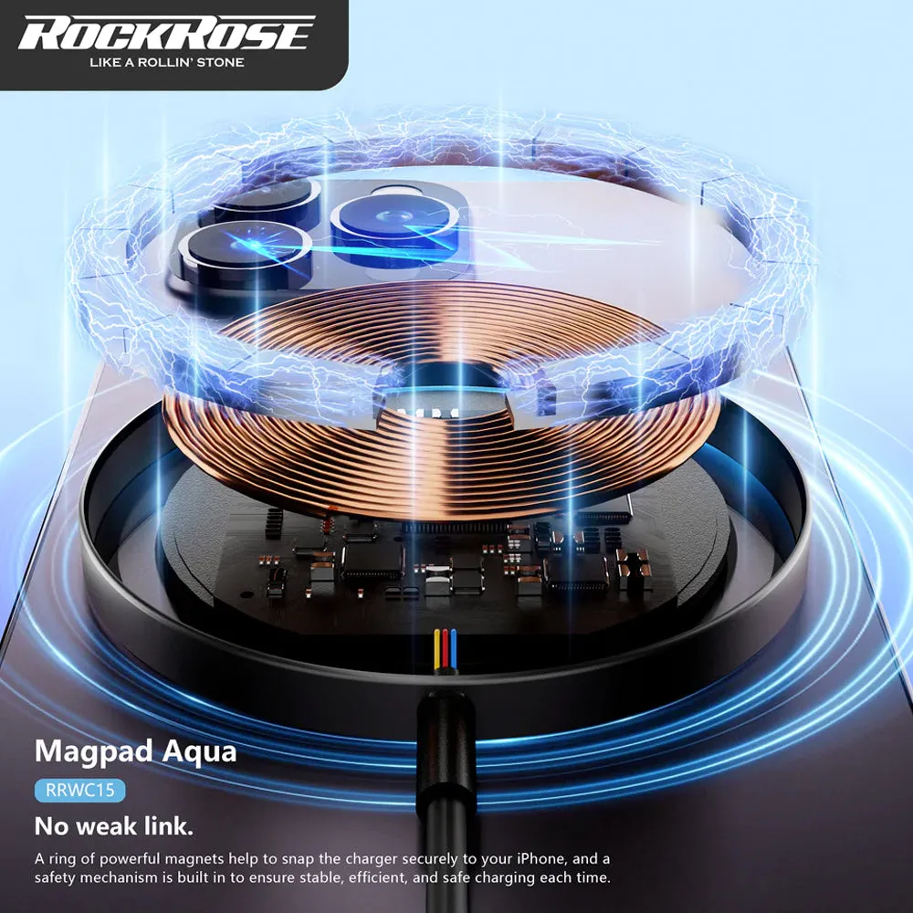 Rockrose 15W MagSafe Magnetic Wireless Charger Magpad Aqua (Black)