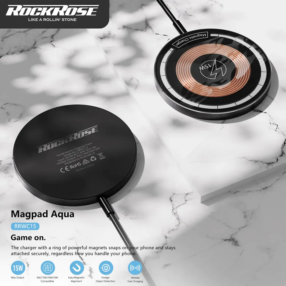 Rockrose 15W MagSafe Magnetic Wireless Charger Magpad Aqua (Black)