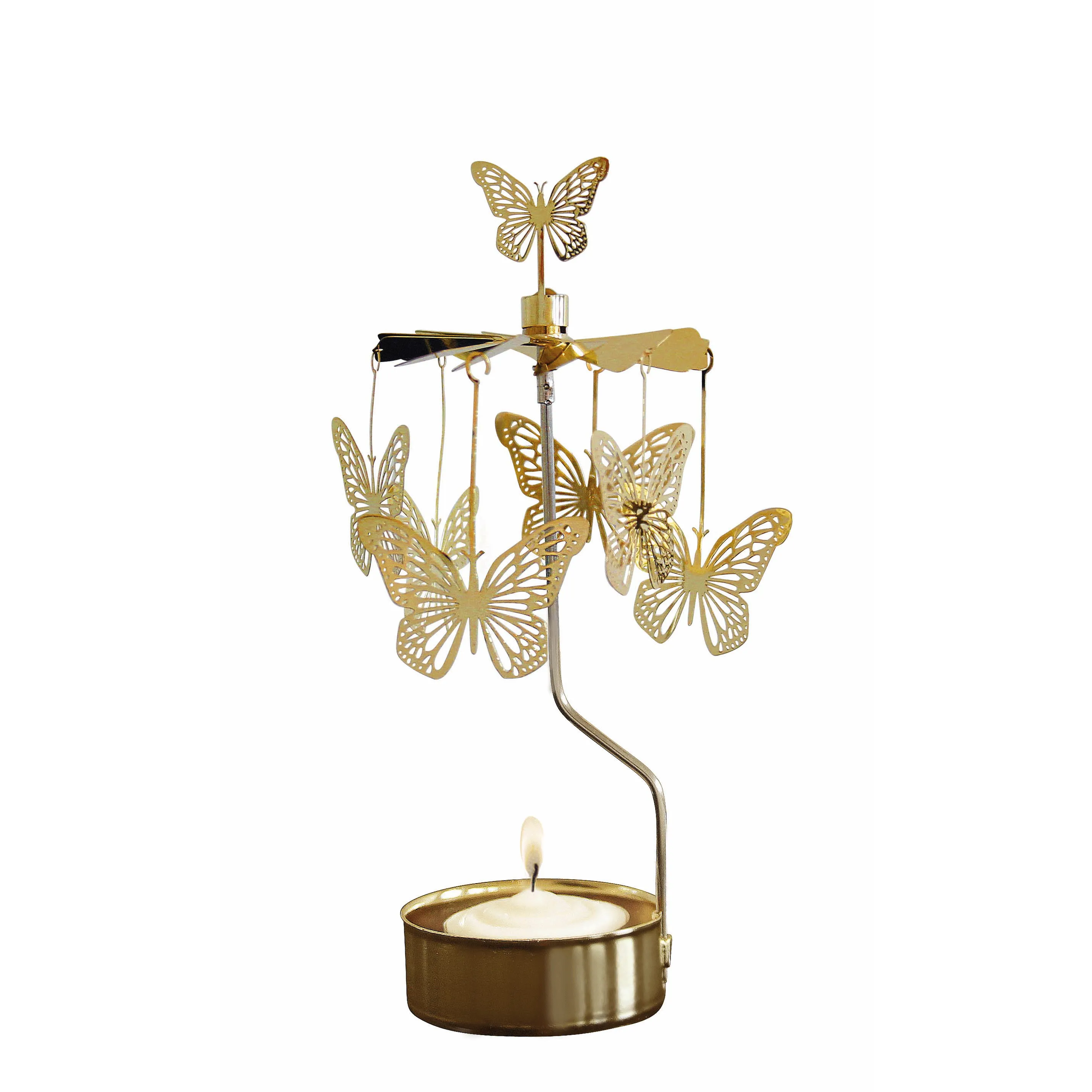 Rotating Candle Holder - Butterfly Gold