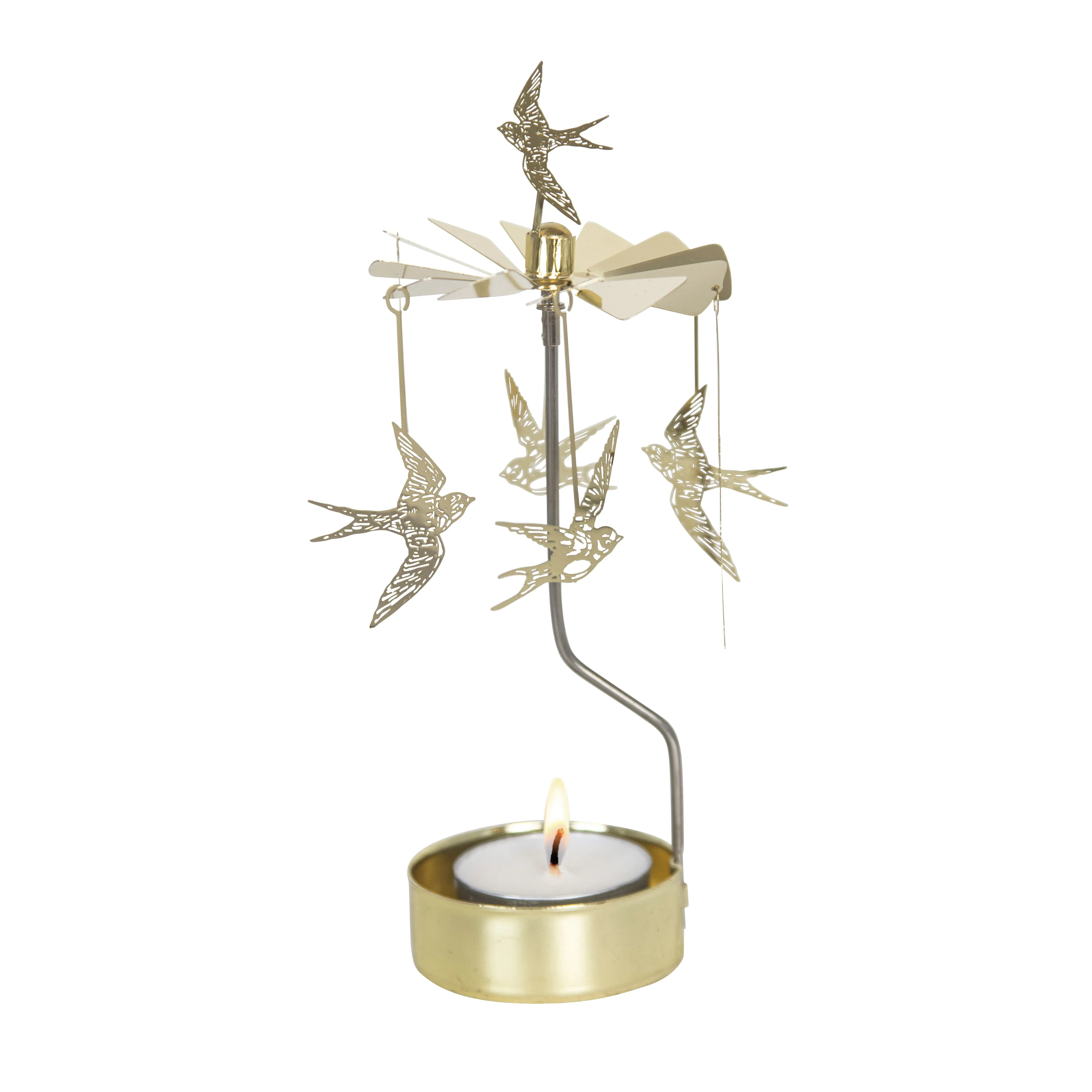 Rotating Candle Holder - Gold Swallow