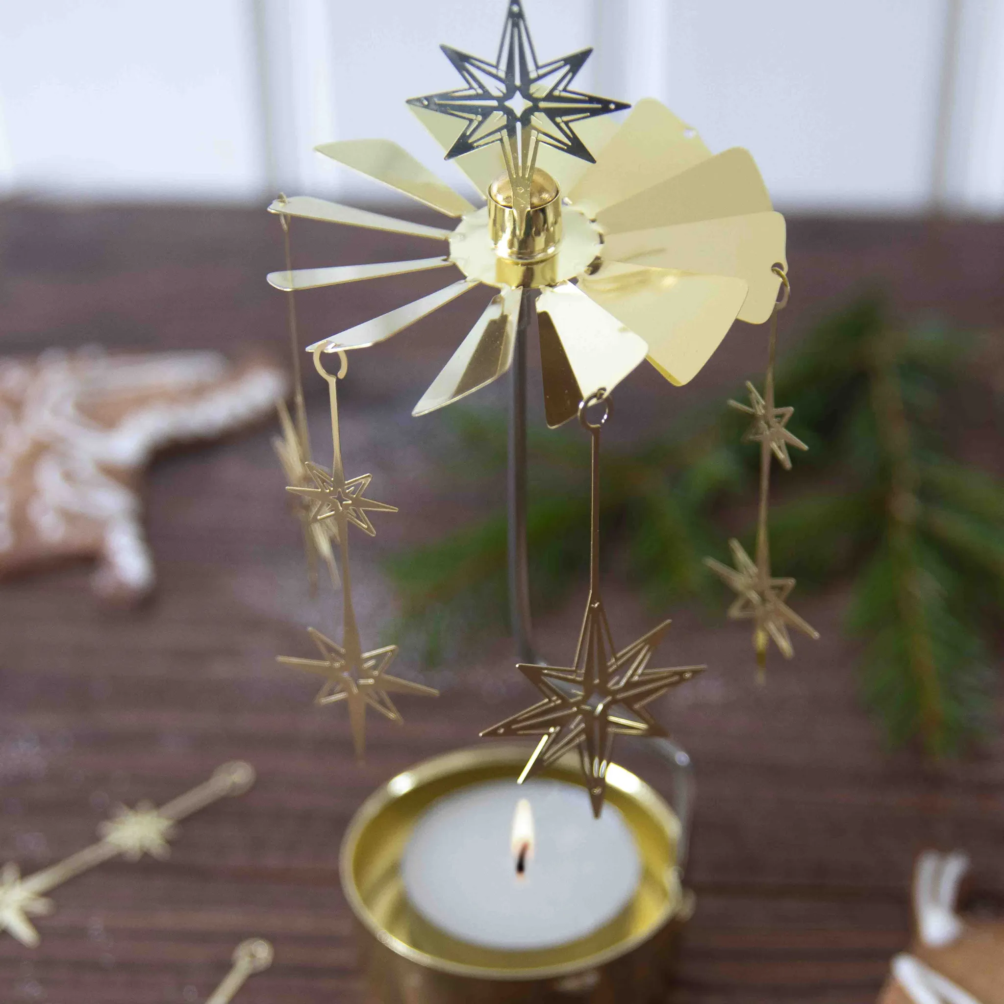 Rotating Candle Holder - Northern Star Gold