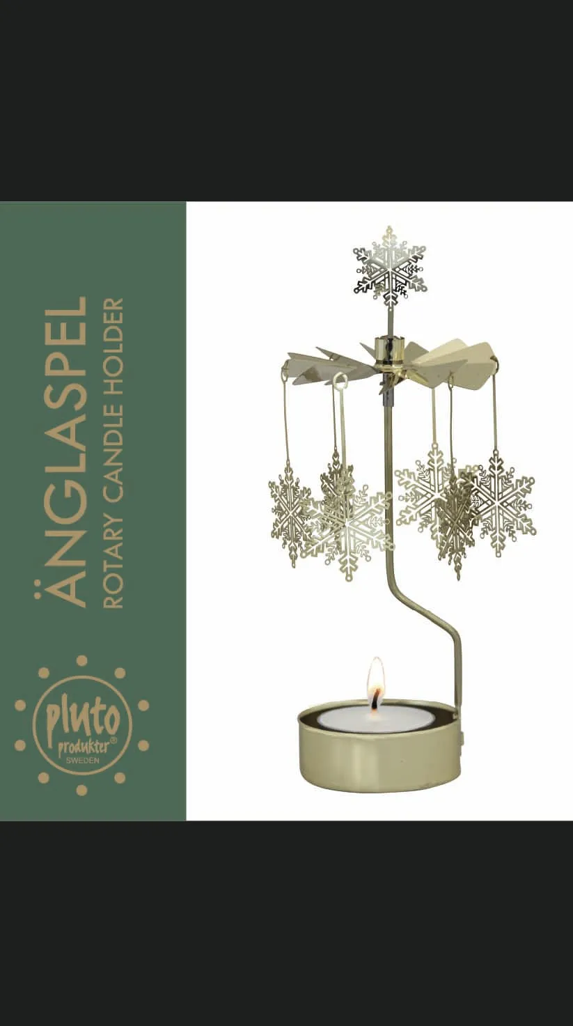 Rotating Candle Holder - Snow Star Gold