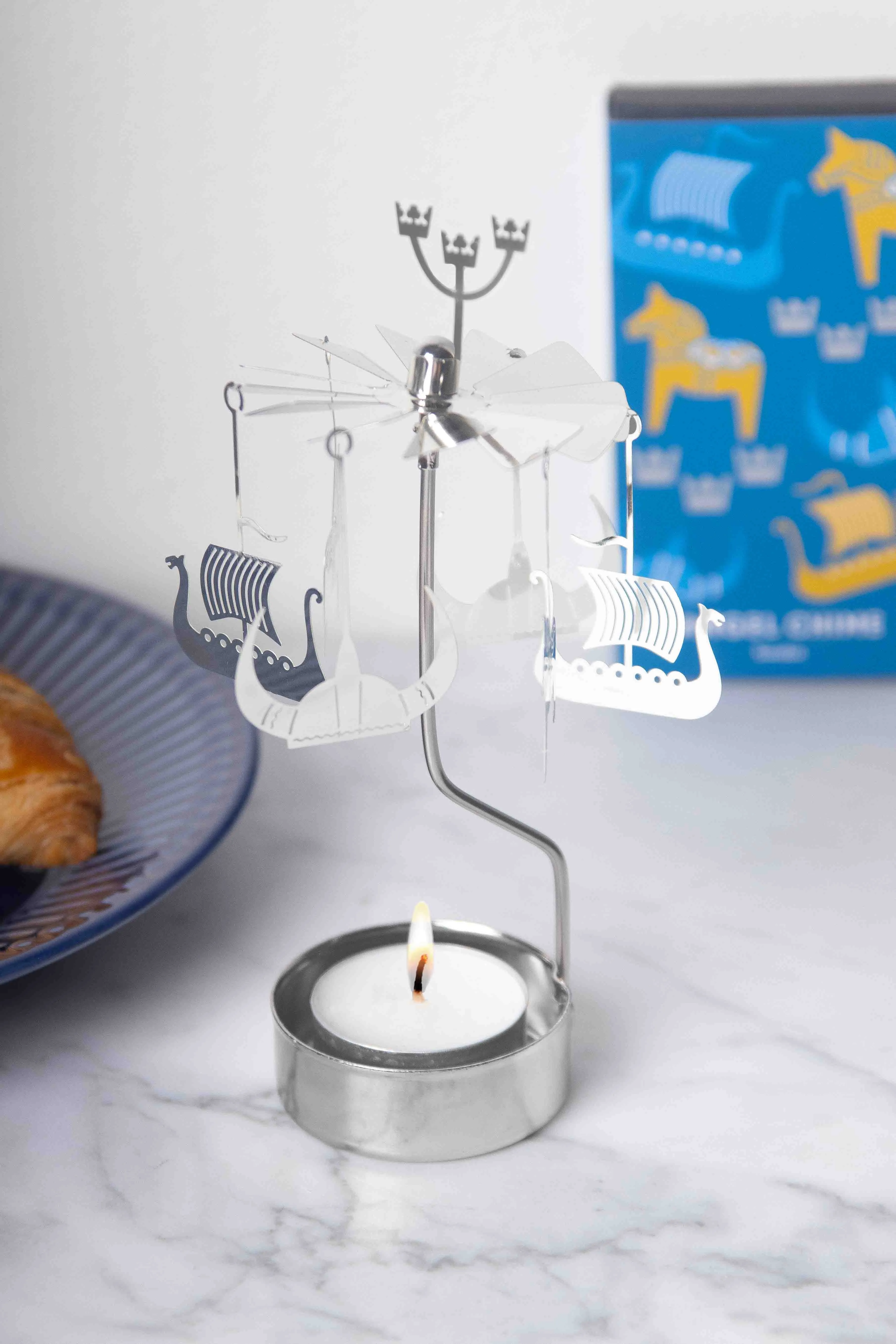 Rotating Candle Holder - Swedish Symbols