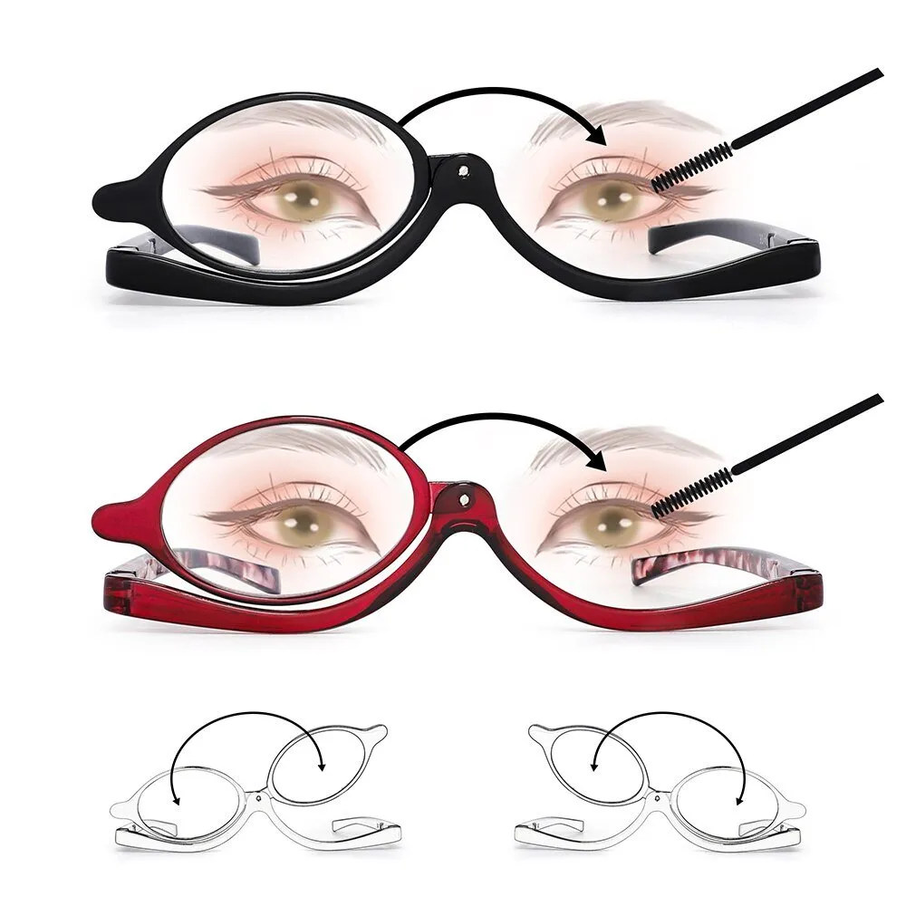 Rotating Makeup Reading Glasses - Magnifying Flip Down Cosmetic Readers for Women