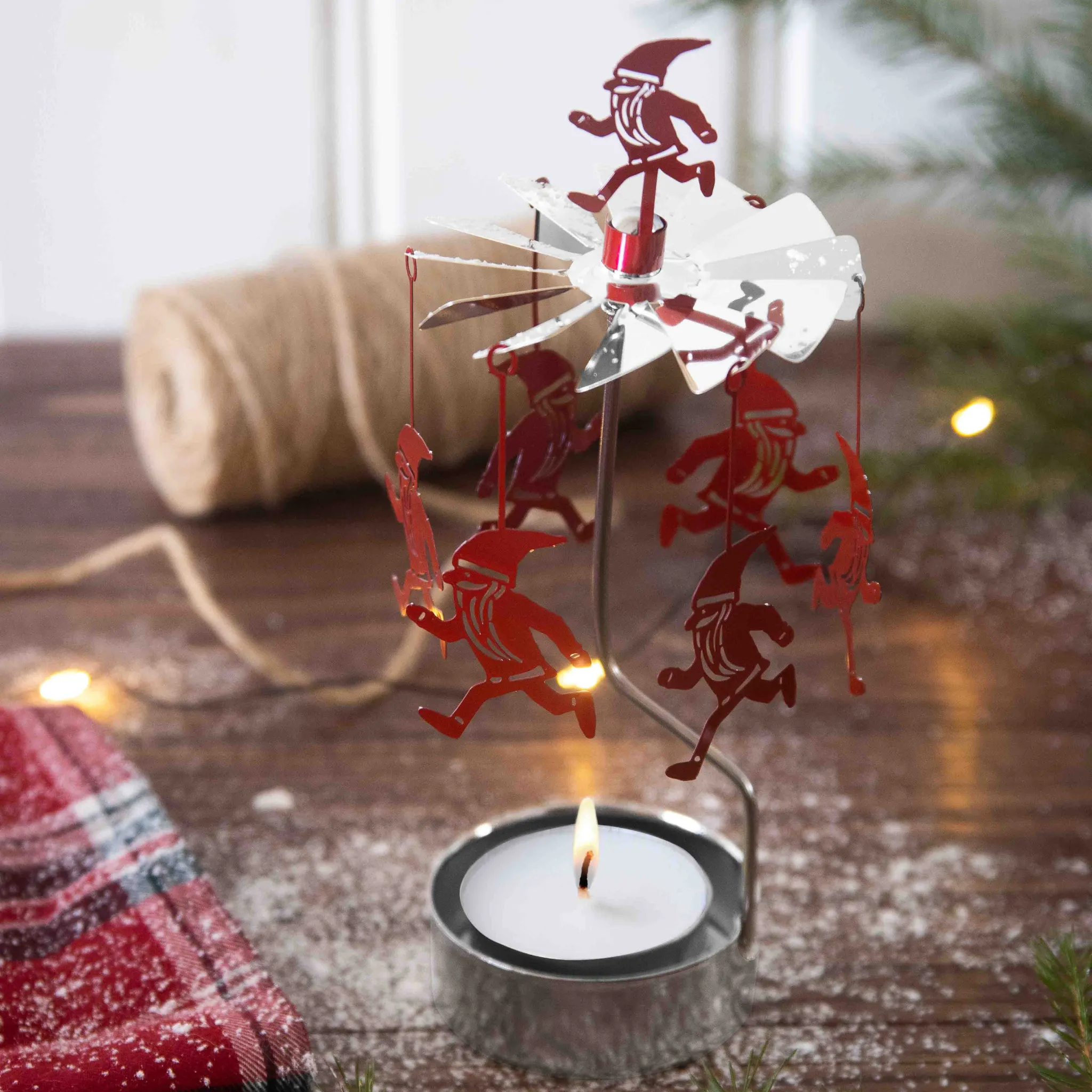 Run Santa - Rotating Candle Holder