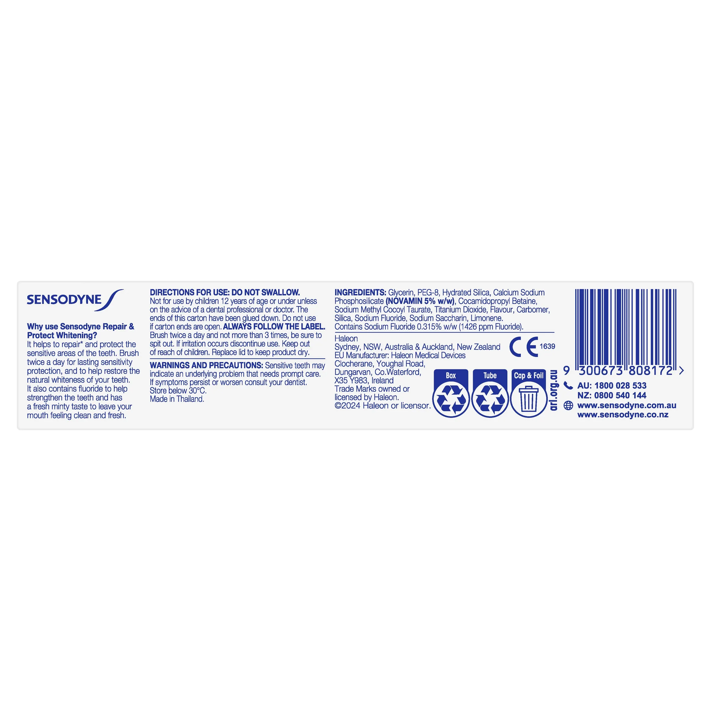 Sensodyne Repair & Protect Whitening Sensitive Toothpaste 100g