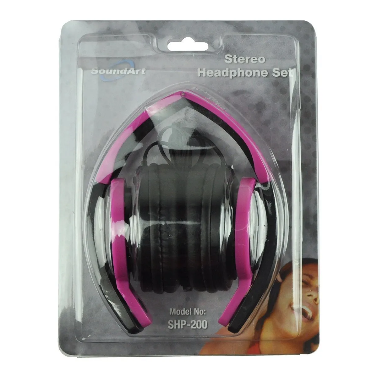 SoundArt Compact Fold-Away Stereo Headphones (Pink)