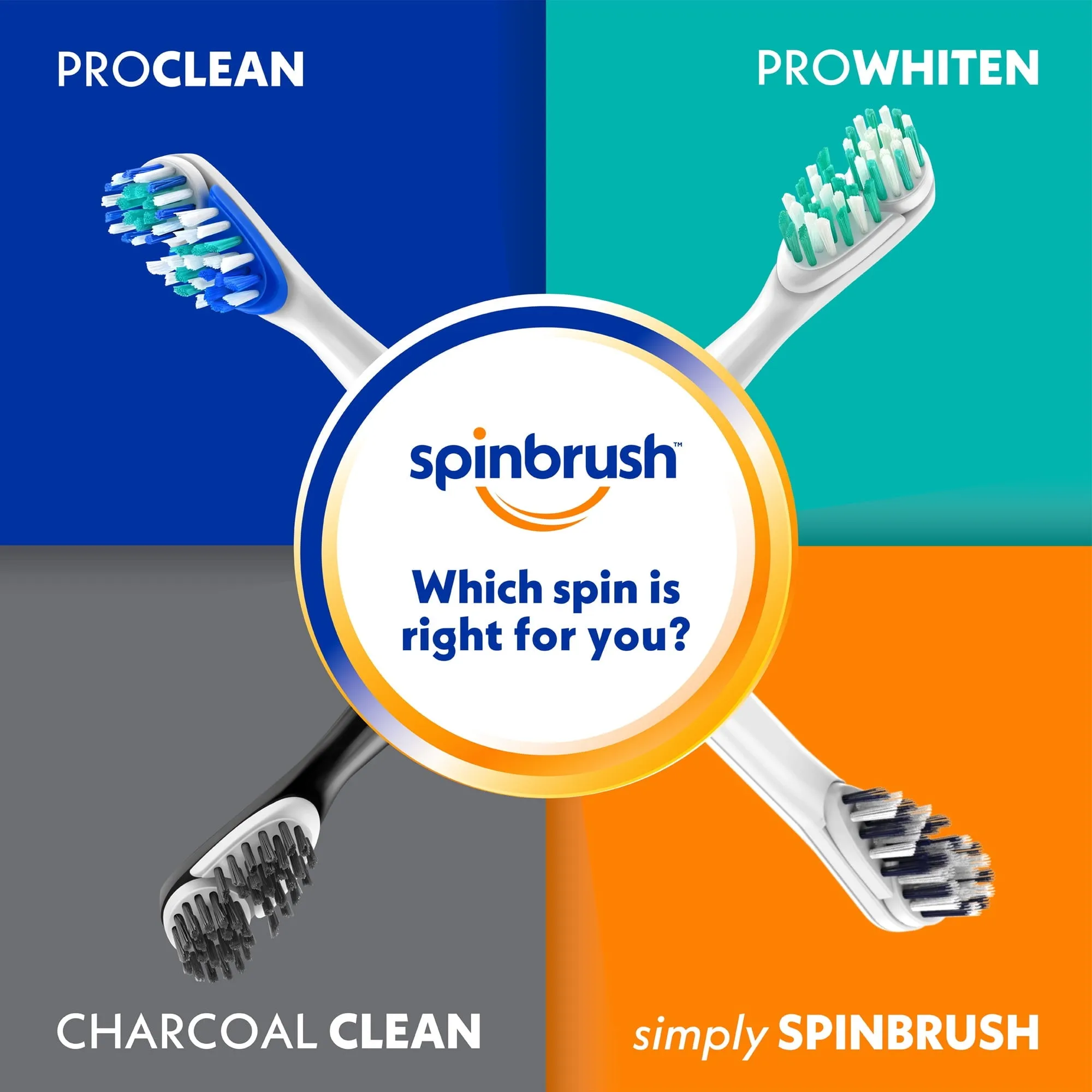 Spinbrush PRO CLEAN Refill, Medium Bristles, Includes 2 Replacement Heads for Battery Powered Toothbrushes