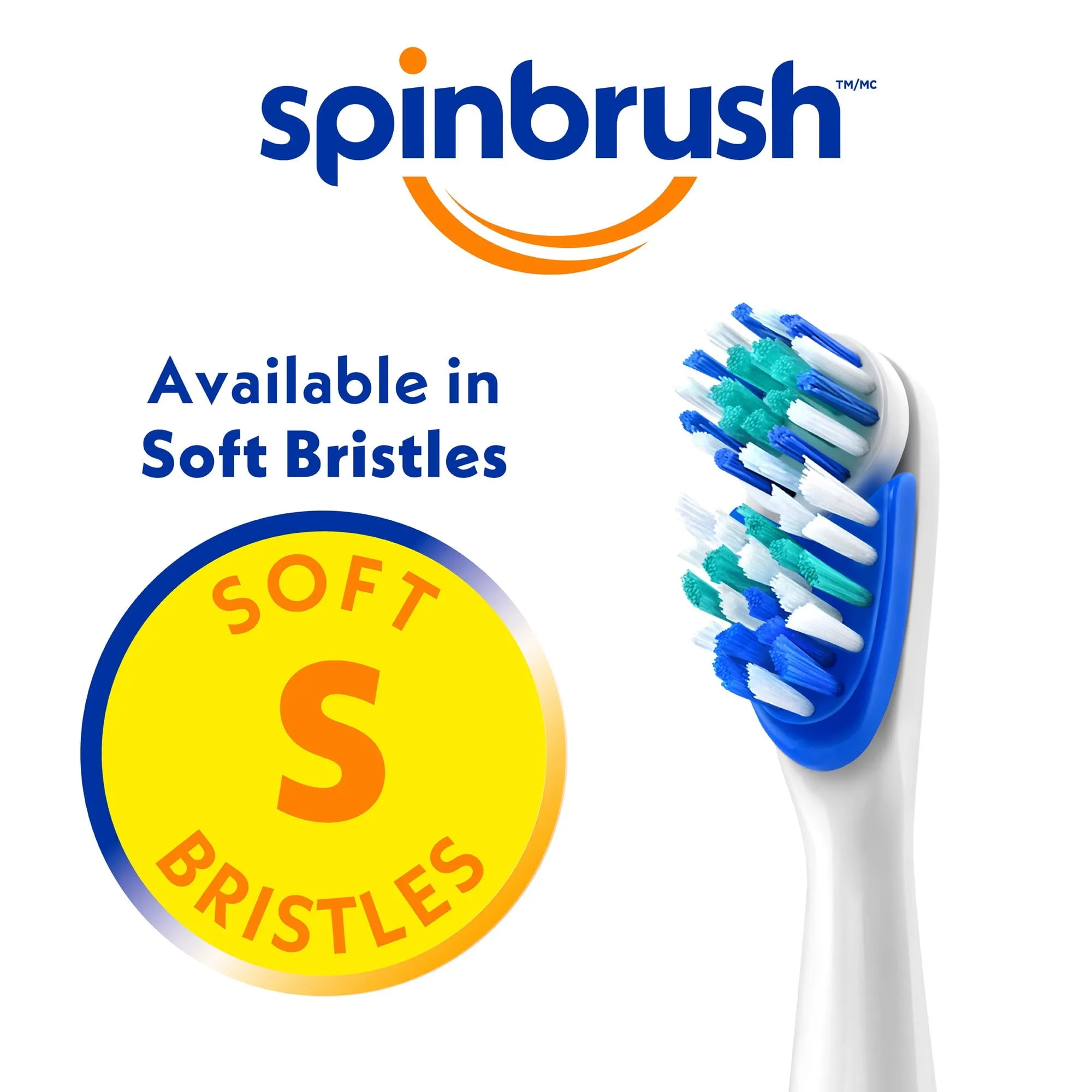 Spinbrush PRO CLEAN Refill, Medium Bristles, Includes 2 Replacement Heads for Battery Powered Toothbrushes