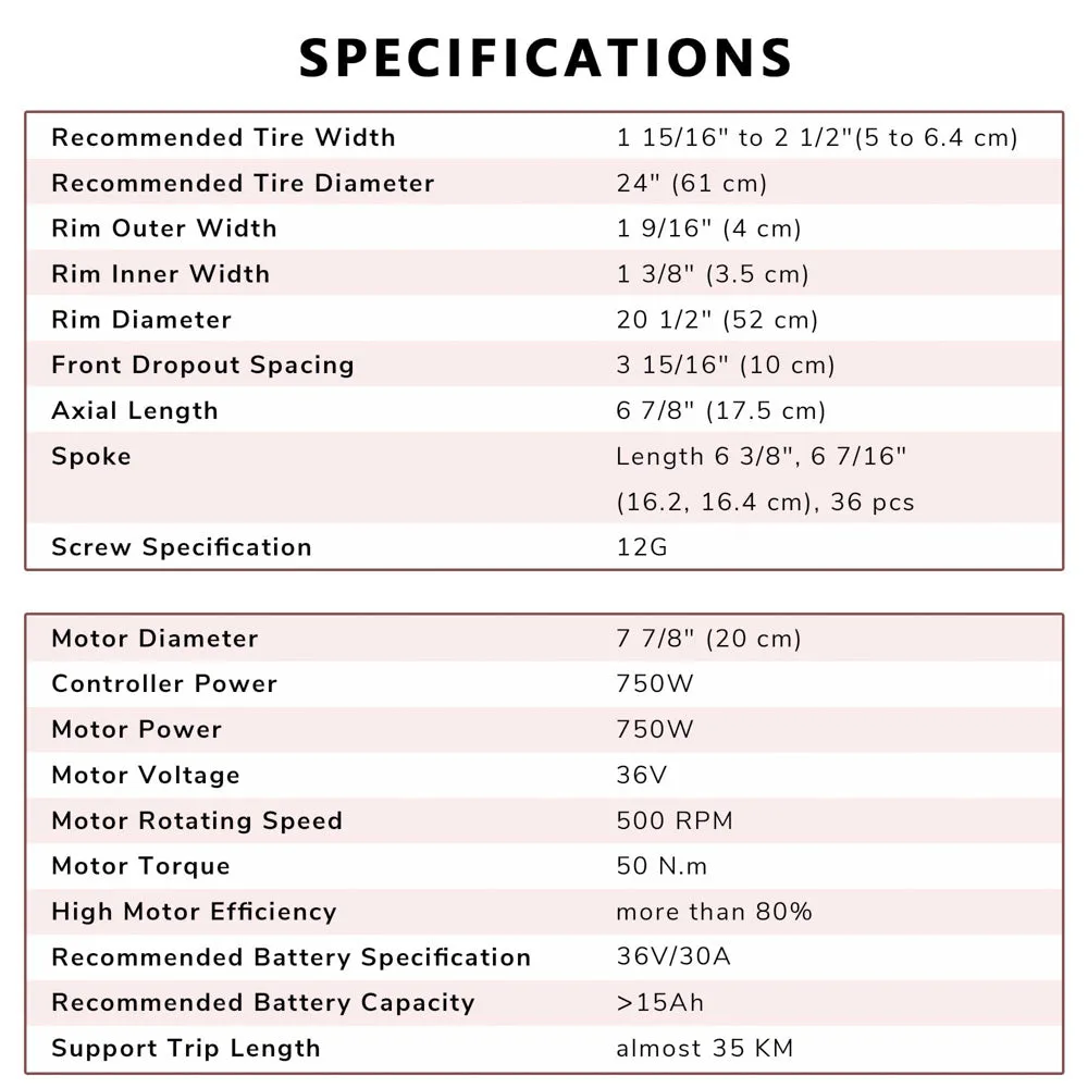 TheLAShop 36v 750W 24in Front Wheel Electric Bicycle E-Bike Motor Kit