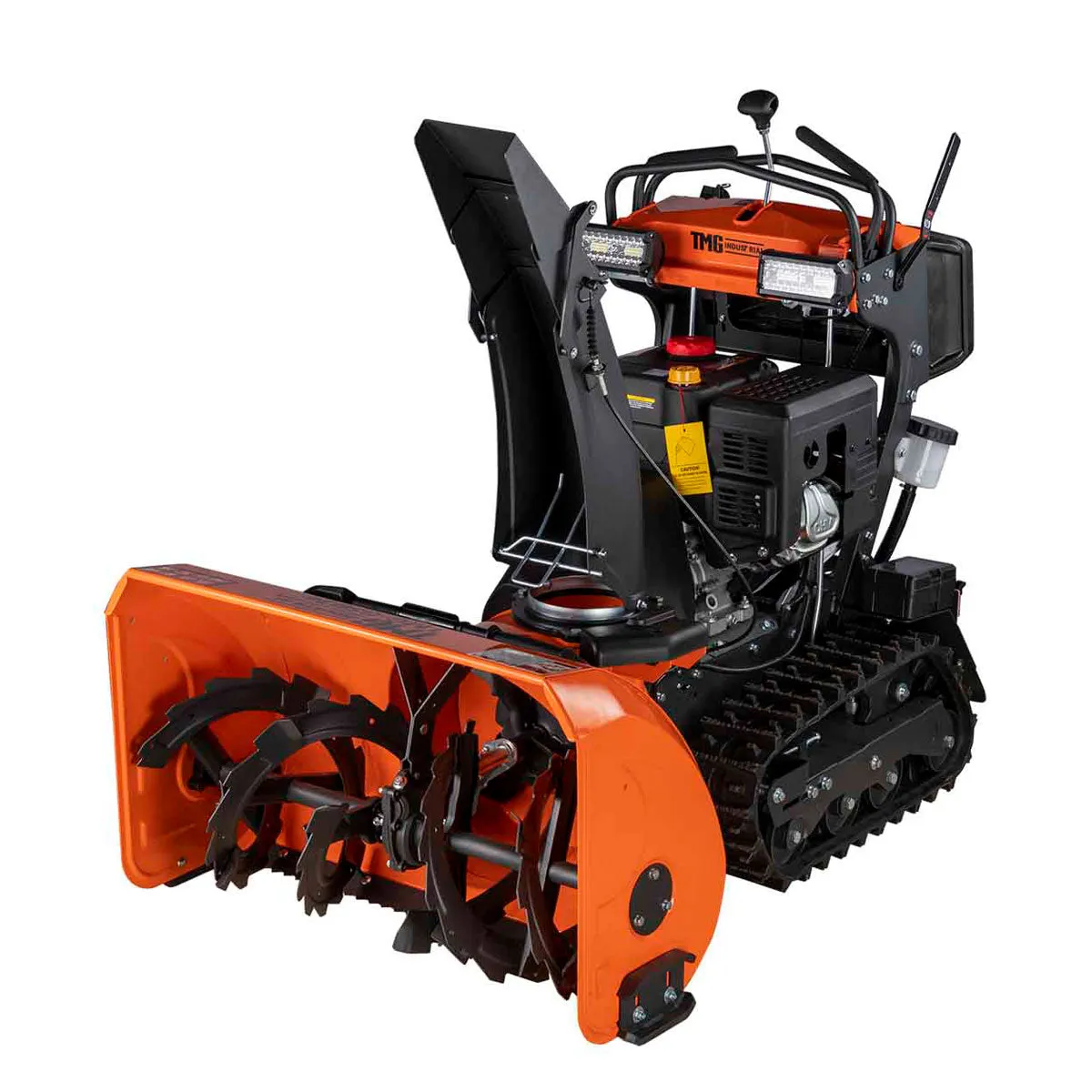 TMG Industrial 34” Stand-On Gas-Powered Snow Blower, Dual Stage, Rubber Track, LED Light, 50’ Throwing Distance, TMG-GSB36