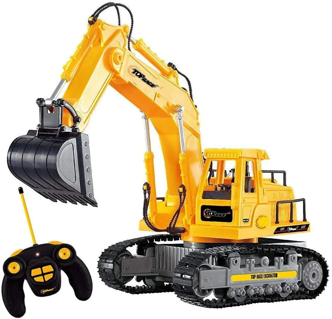 Top Race 7 Channel Full Functional RC Excavator, Battery Powered Electric RC Remote