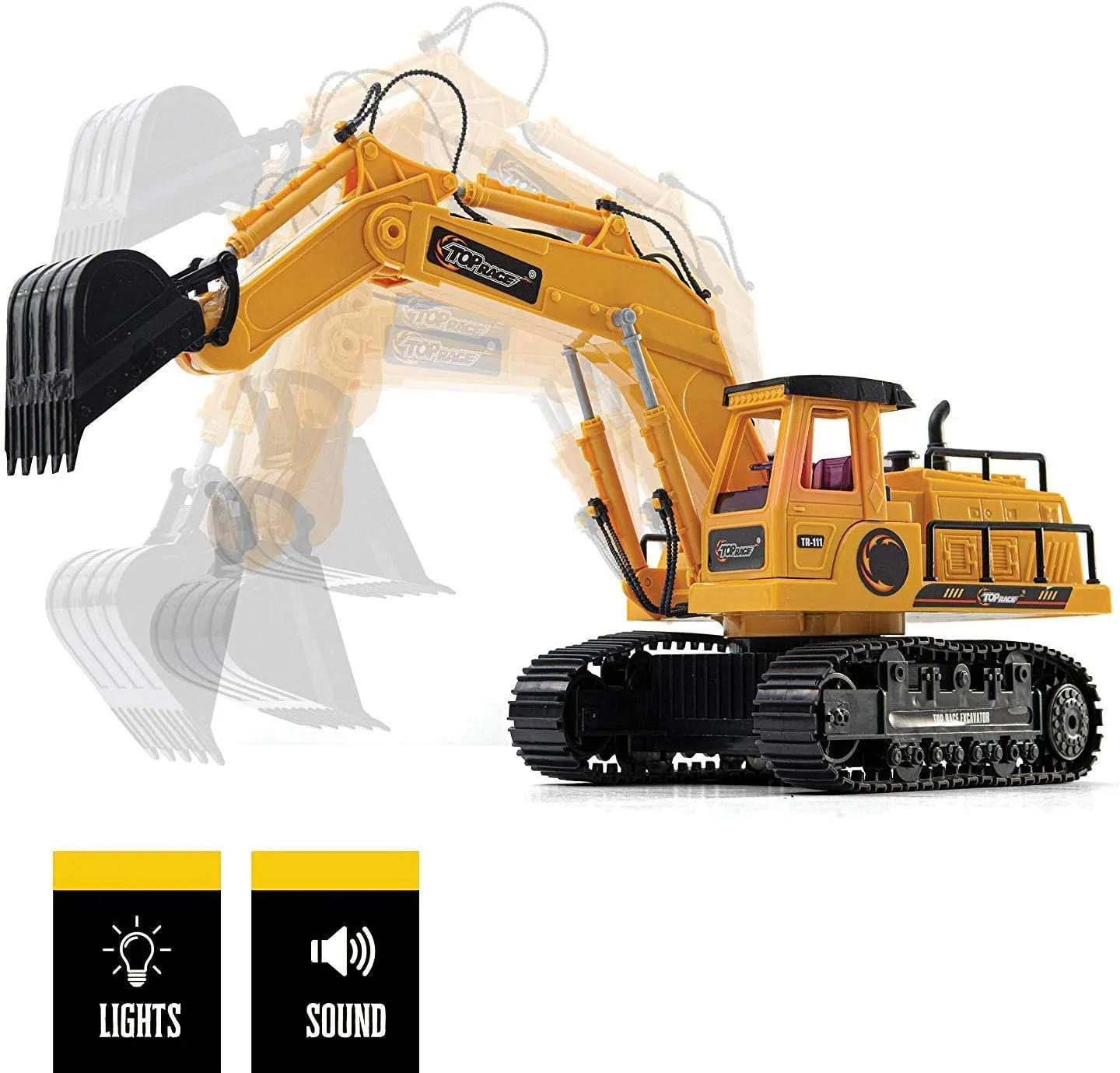 Top Race 7 Channel Full Functional RC Excavator, Battery Powered Electric RC Remote