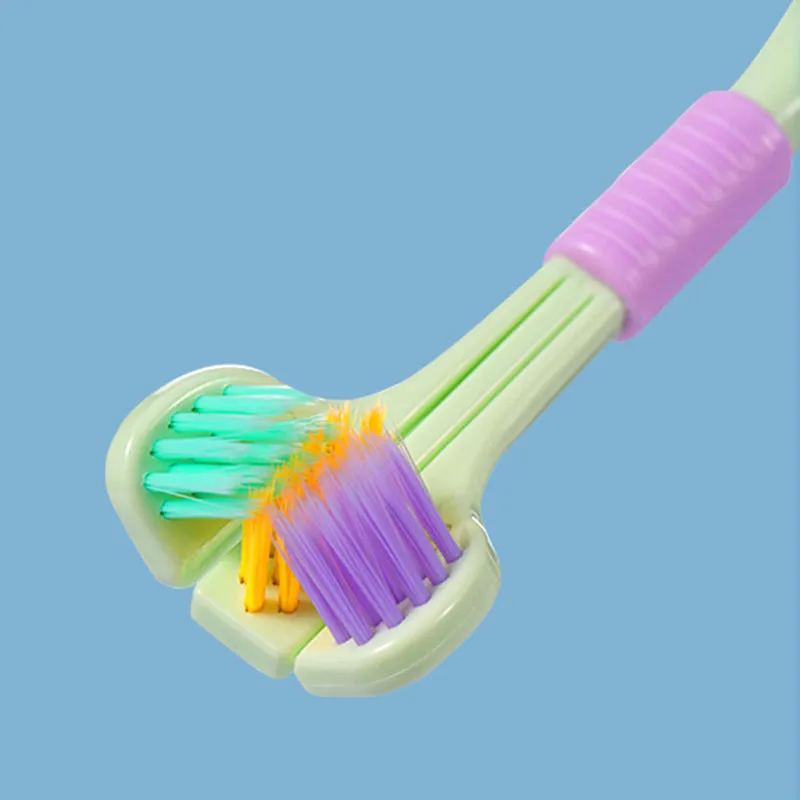 V-shaped three-sided toothbrush for effective cleaning