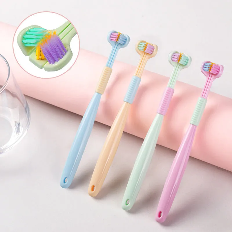 V-shaped three-sided toothbrush for effective cleaning