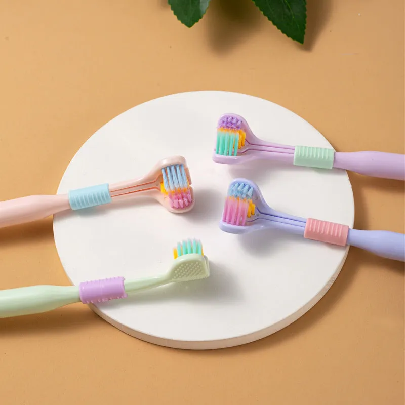 V-shaped three-sided toothbrush for effective cleaning