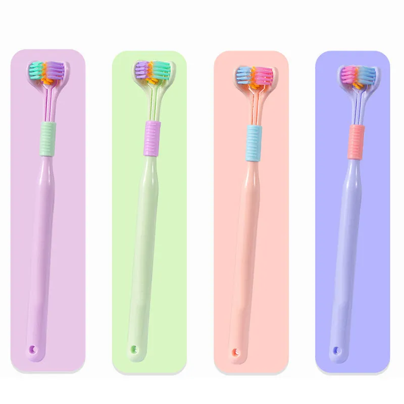 V-shaped three-sided toothbrush for effective cleaning