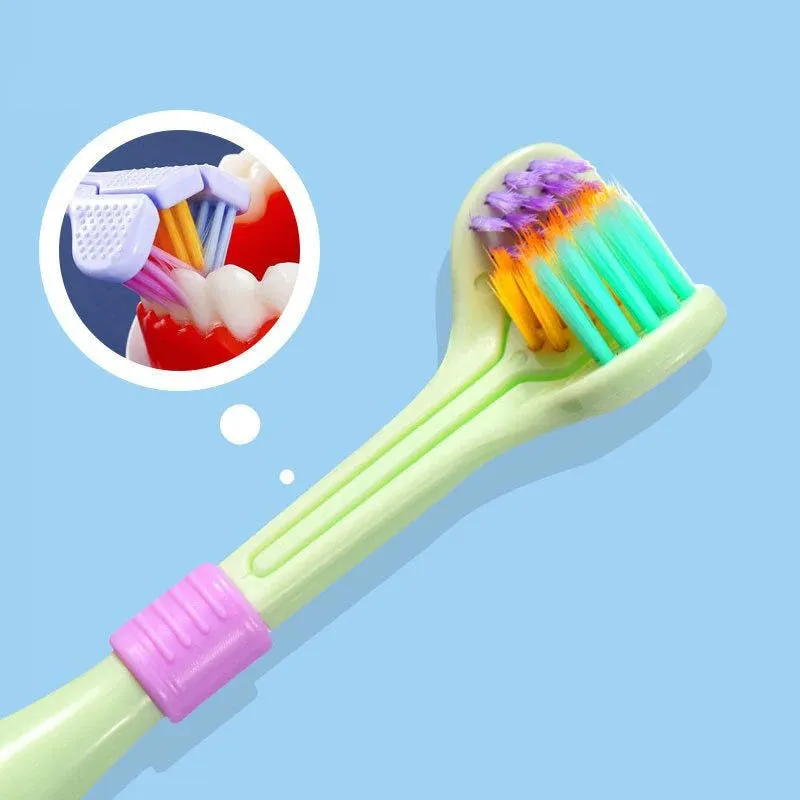 V-shaped three-sided toothbrush for effective cleaning