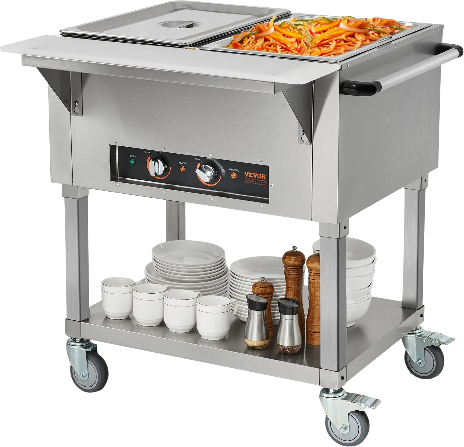 Vevor Food Warmer 2-Pan 20.6 Qt Commercial Buffet Table with Wheels 1000W Stainless Steel New