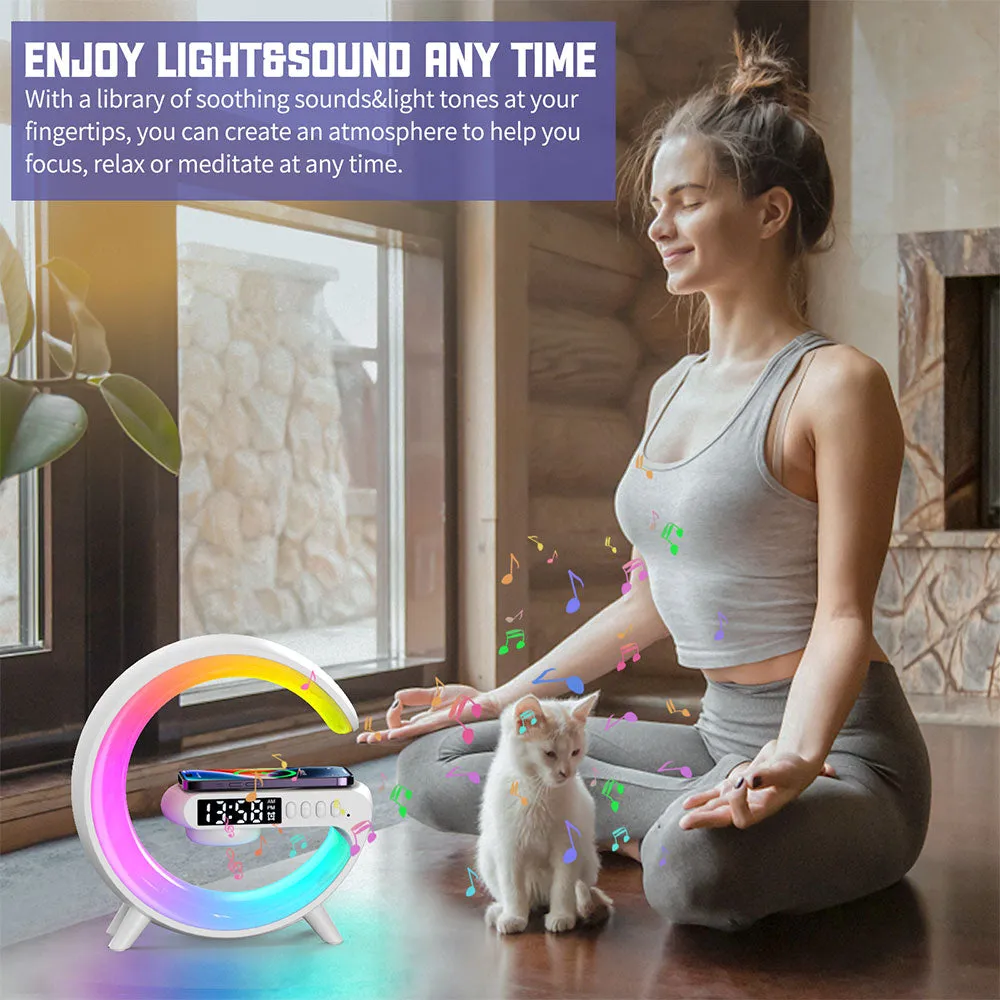 Wireless Charger Atmosphere Lamp | G Shape Light Up Wireless Speaker|Portable LED Bluetooth Speaker|White