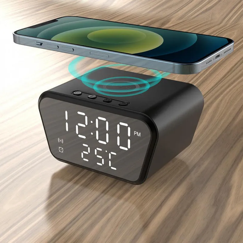 Wireless Charger Bluetooth Speaker LED Smart Digital Clock