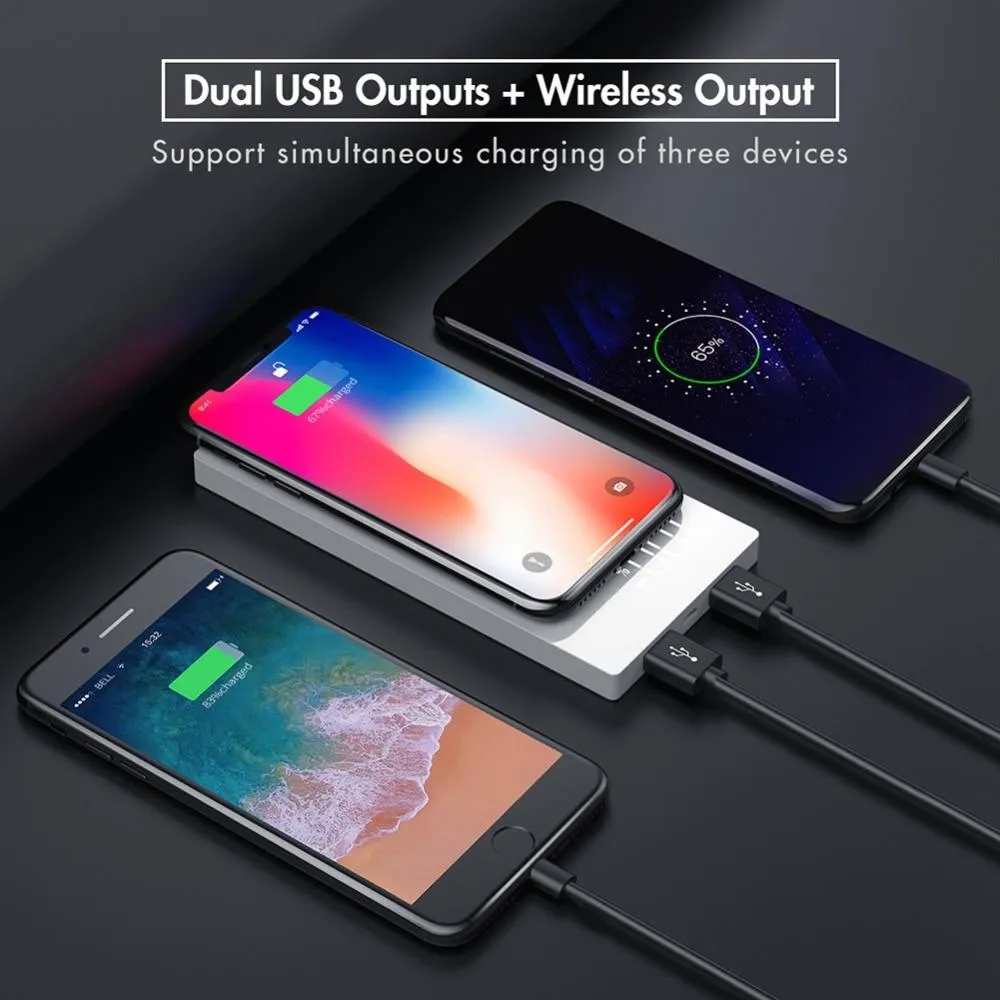 Wireless Charger Power Bank For Xiaomi Dual USB Mi External Battery Bank Charger for Mobile Phones