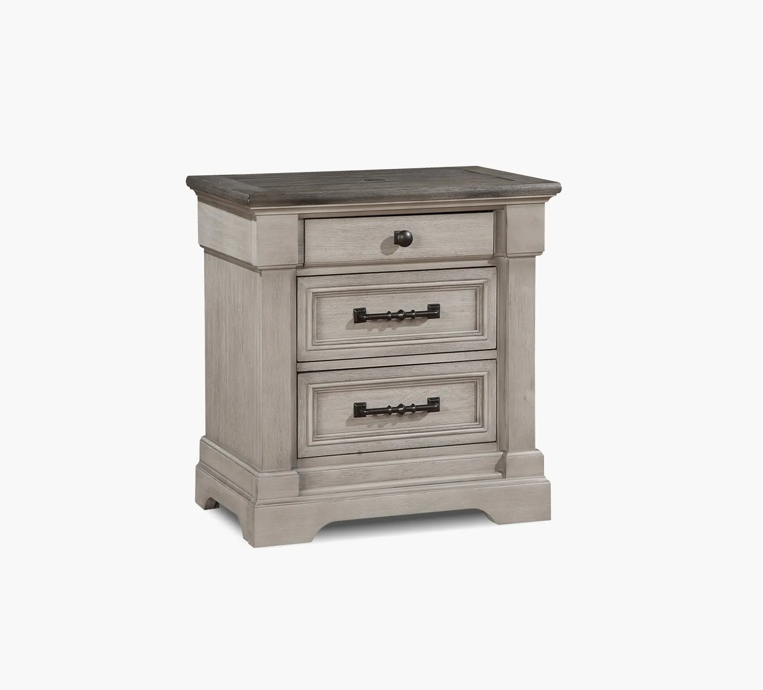 Woodbridge Grey 3 Drawer Nightstand