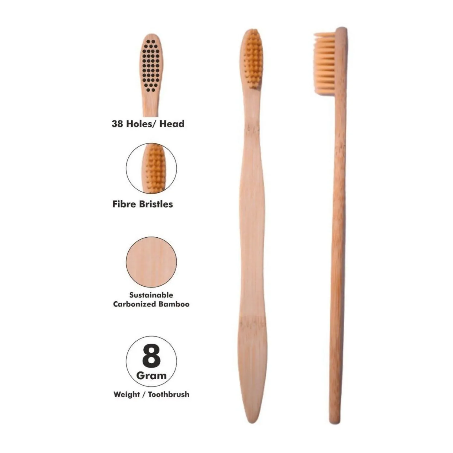 Wooden Bamboo Toothbrush | Pack of 6 | Ultra-Soft Bristles | BPA Free | Biodegradable and Compostable